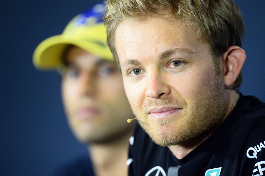 Nico Rosberg looks on during the Thursday press conference