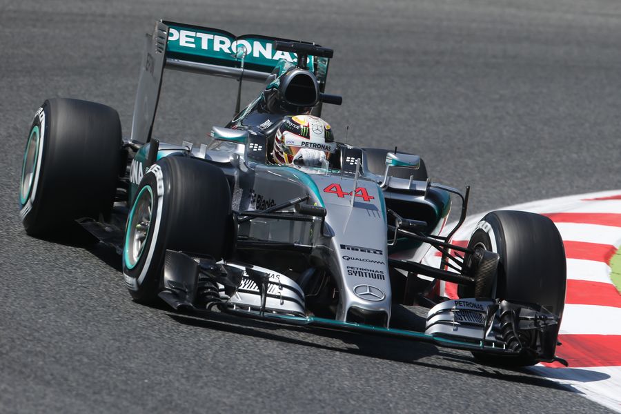 Lewis Hamilton on the medium tyre