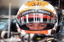 Jenson Button sits in the McLaren-Honda cockpit