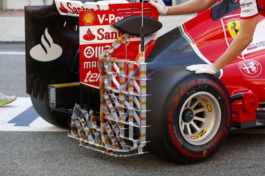 Rear wing aero sensors on the side of Raffaele Marciello's Ferrari SF15-T