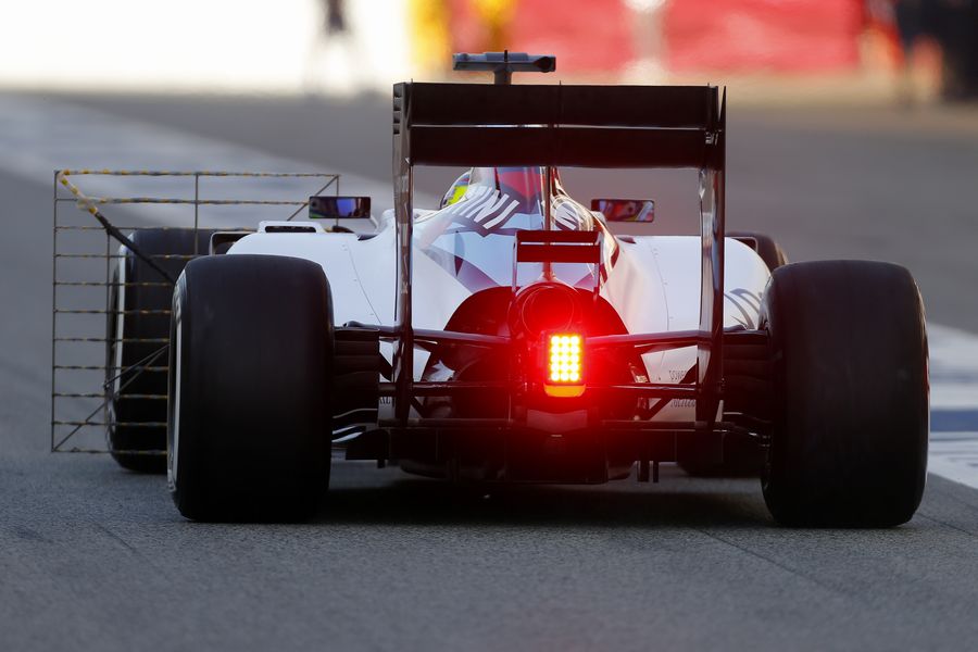 Felipe Massa leaves the pit lane decked out with aero sensors