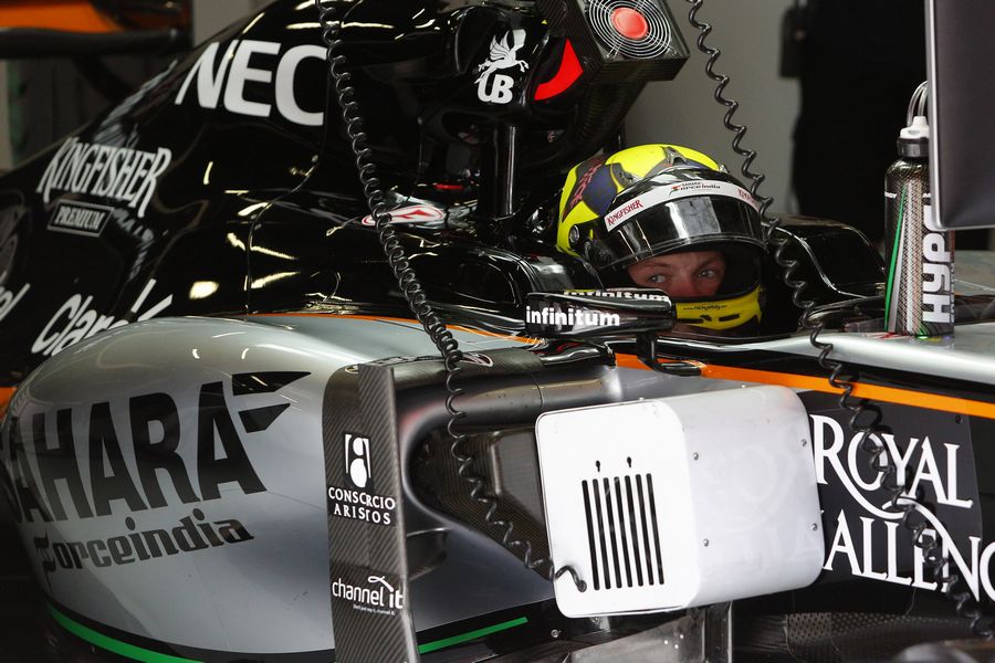 Nick Yelloly looks on from the Force India cockpit