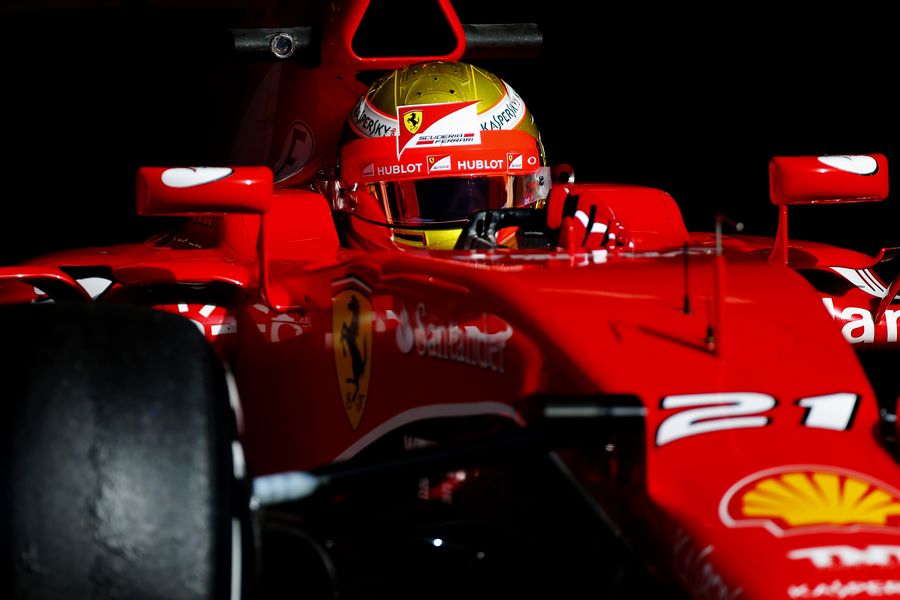Esteban Gutierrez looks on from the Ferrari cockpit