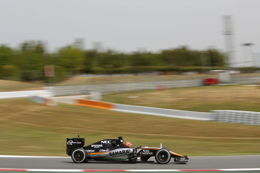 Esteban Ocon on track in the Force India VJM08