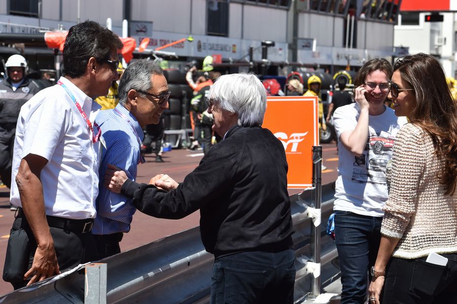 Bernie Ecclestone with Hiroshi Yasukawa and Aguri Suzuki