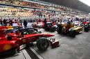 The cars line up in Parc Ferme