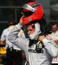 Michael Schumacher after a disappointing qualifying run