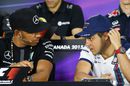 Lewis Hamilton Felipe Massa chat in the Thursday press conference