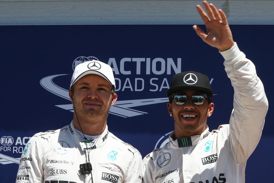 Lewis Hamilton and Nico Rosberg after qualifying