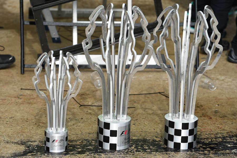 Trophies for 1-2 finishing Mercedes