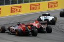 Sebastian Vettel passes Carlos Sainz