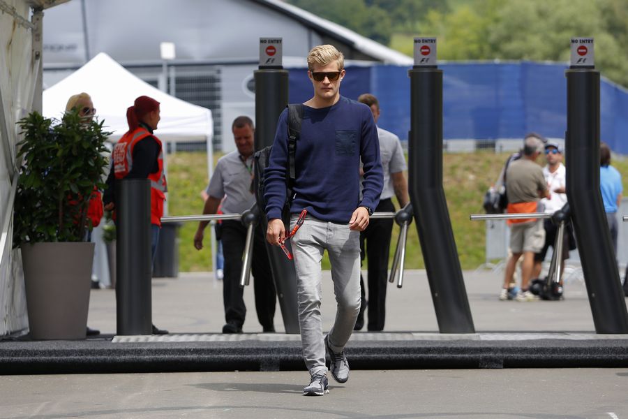 Marcus Ericsson arrives the paddock on Thursday