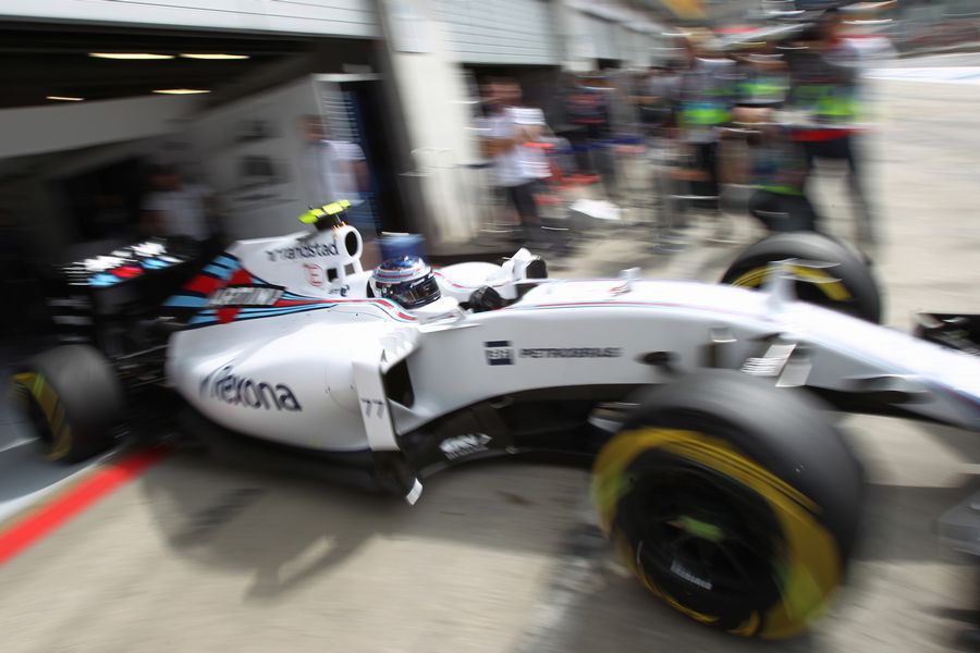 Valtteri Bottas pulls out of the Williams garage