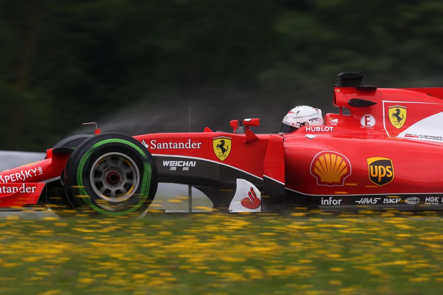 Sebastian Vettel on intermediate tyres in rain