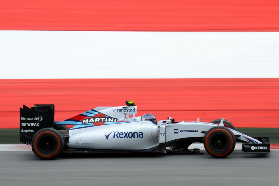 Valtteri Bottas at speed in the Williams