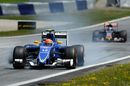 Brake dust from Felipe Nasr's front wheels