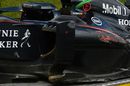 Damage to the crashed car of Fernando Alonso