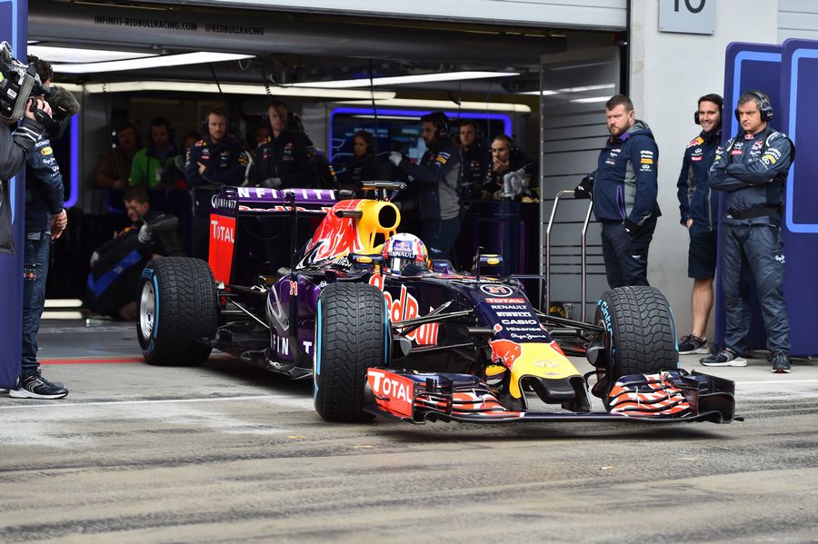 Pierre Gasly pulls out of the Red Bull garage