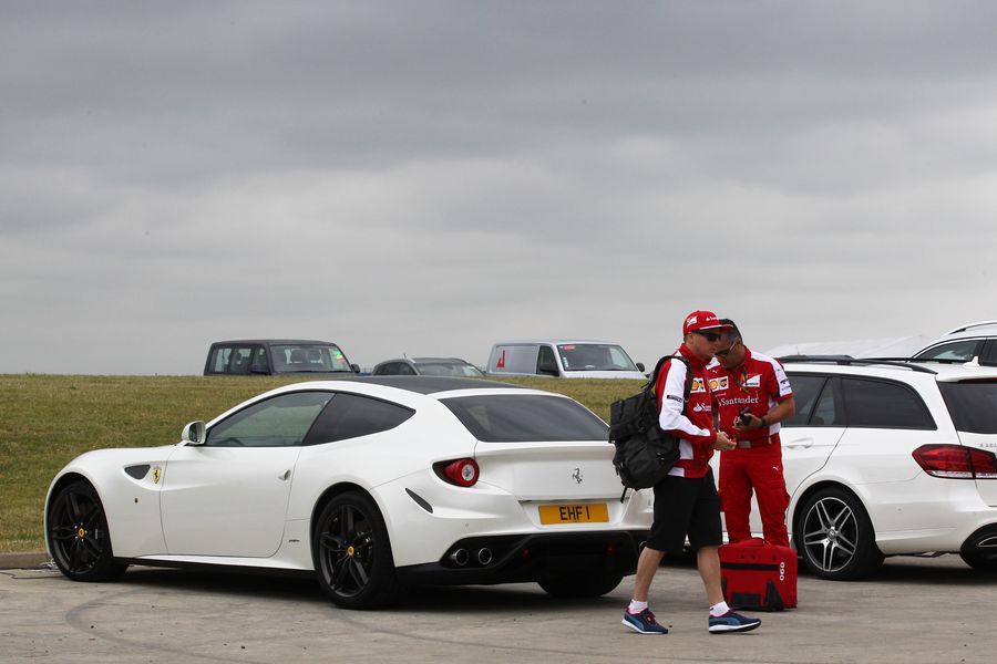 Kimi Raikkonen arrives at Silverstone