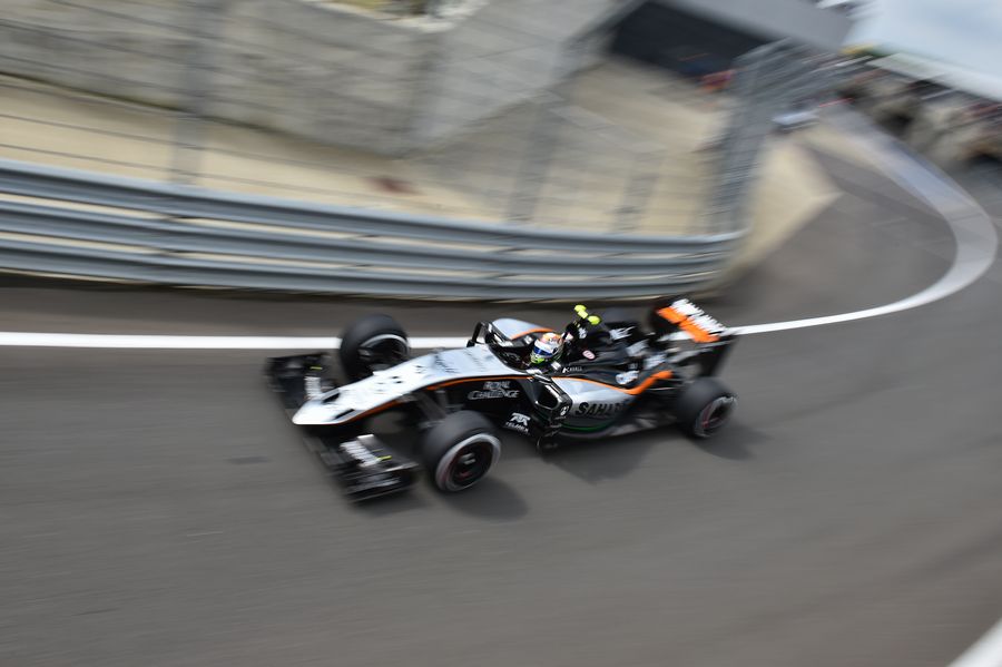 Sergio Perez heads out on track