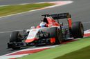 Will Stevens rides the kerb in his Manor Marussia