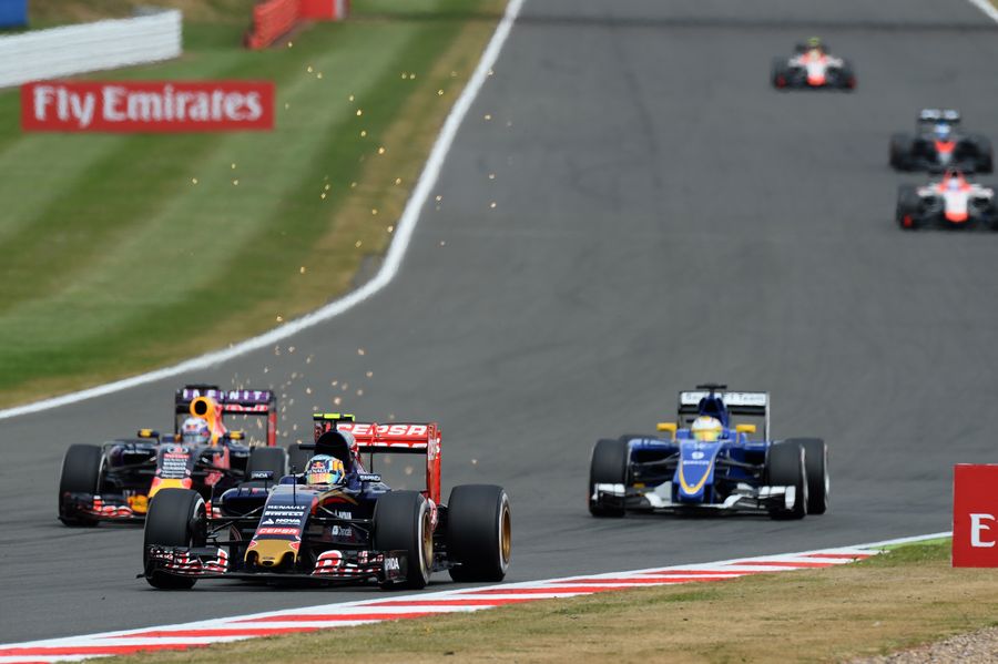 Carlos Sainz leads Daniel Ricciardo and Marcus Ericsson