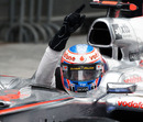 Jenson Button shows his emotions after winning the race