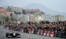 Mark Webber drives his Formula 1 car on the Naples seafront during the Red Bull F1 Show Run