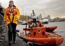 Ross Brawn disembarks from an RNLI lifeboat to launch The Brawn Lifeboat Challenge