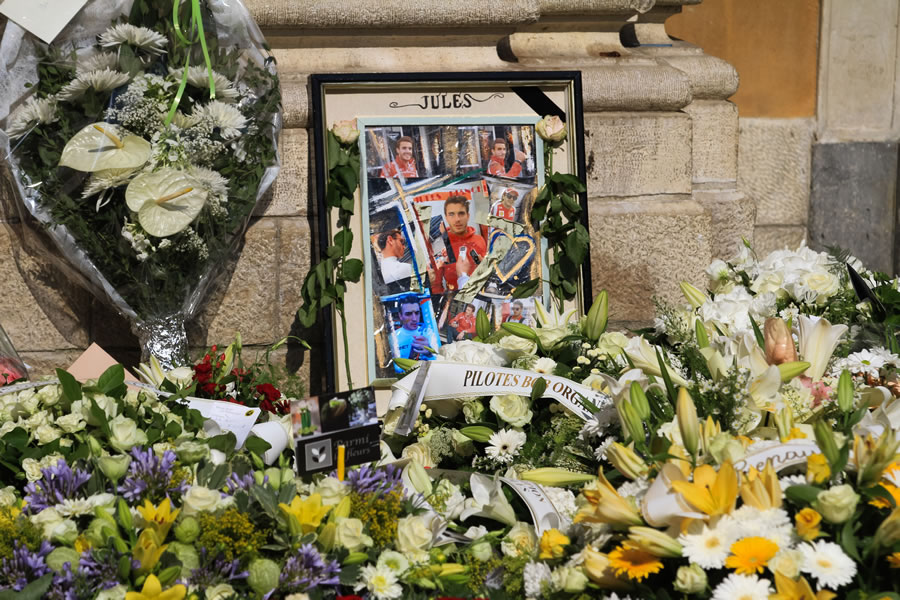 Flowers at funeral of Jules Bianchi