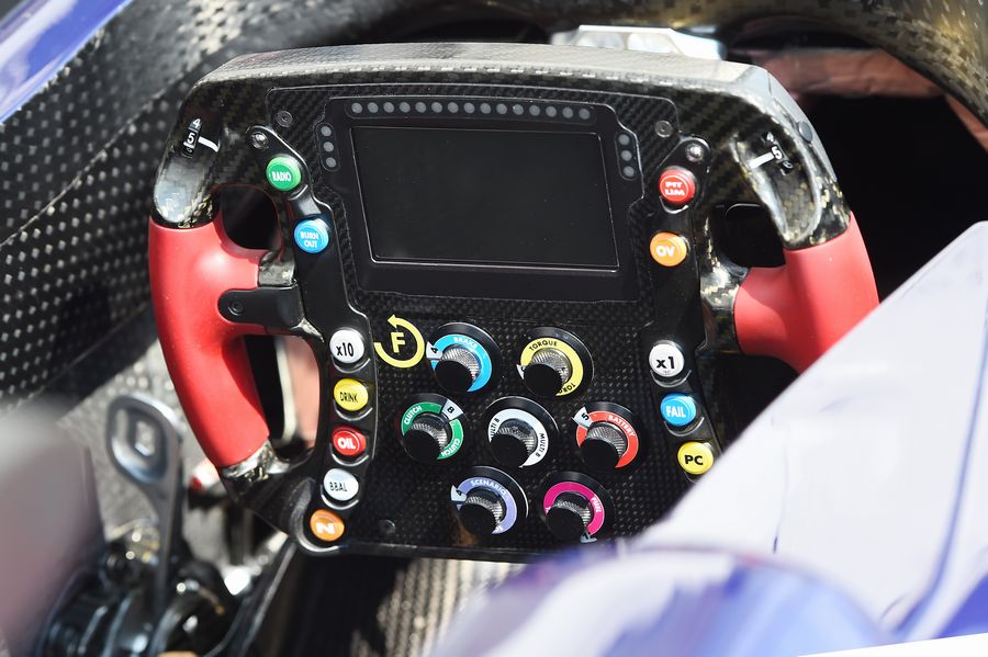 Detail on the Toro Rosso steering wheel