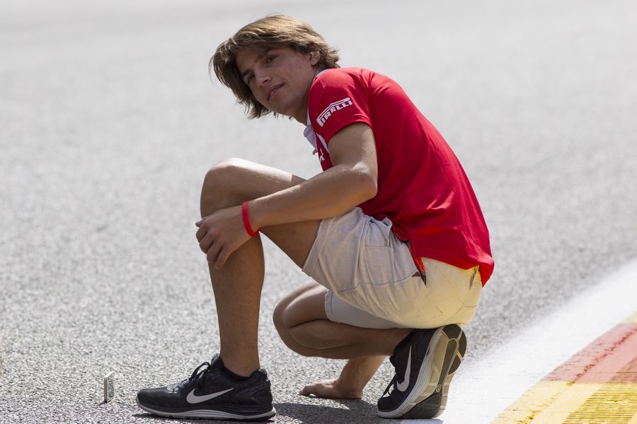 Roberto Merhi takes a picture during the track walk