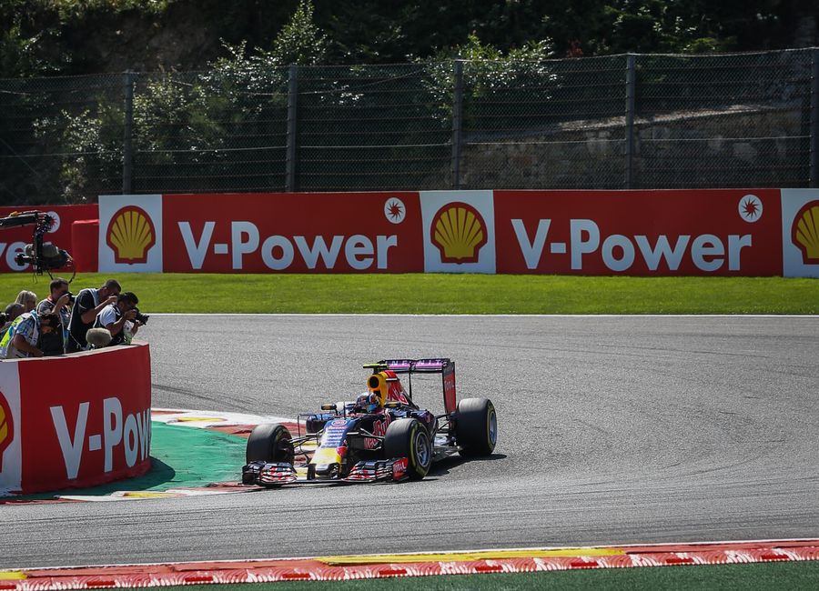 Daniil Kvyat navigates his Red Bull through a turn