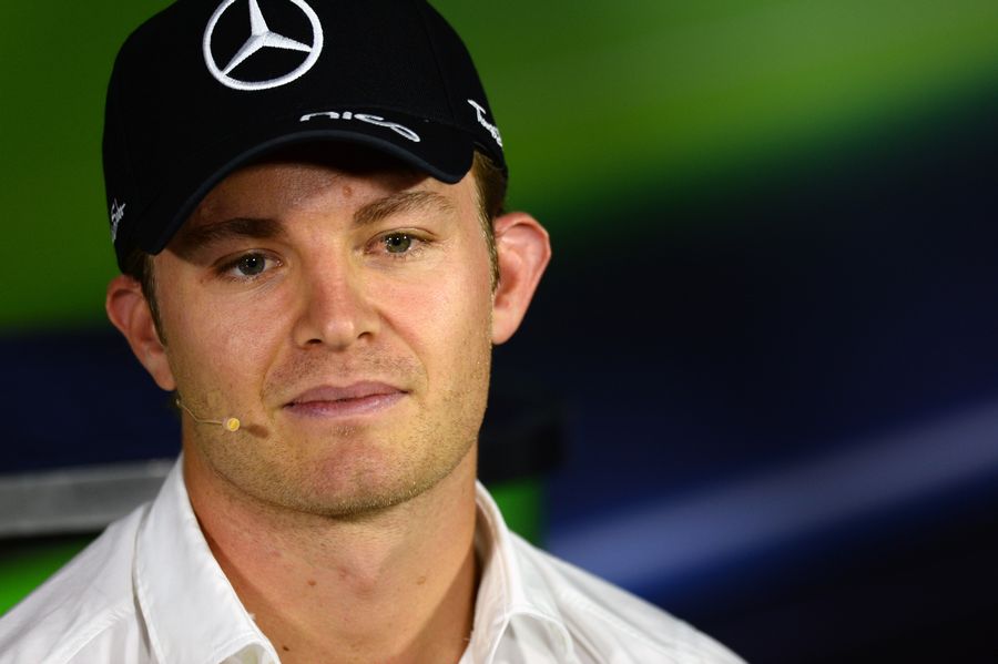 Nico Rosberg looks on in the press conference