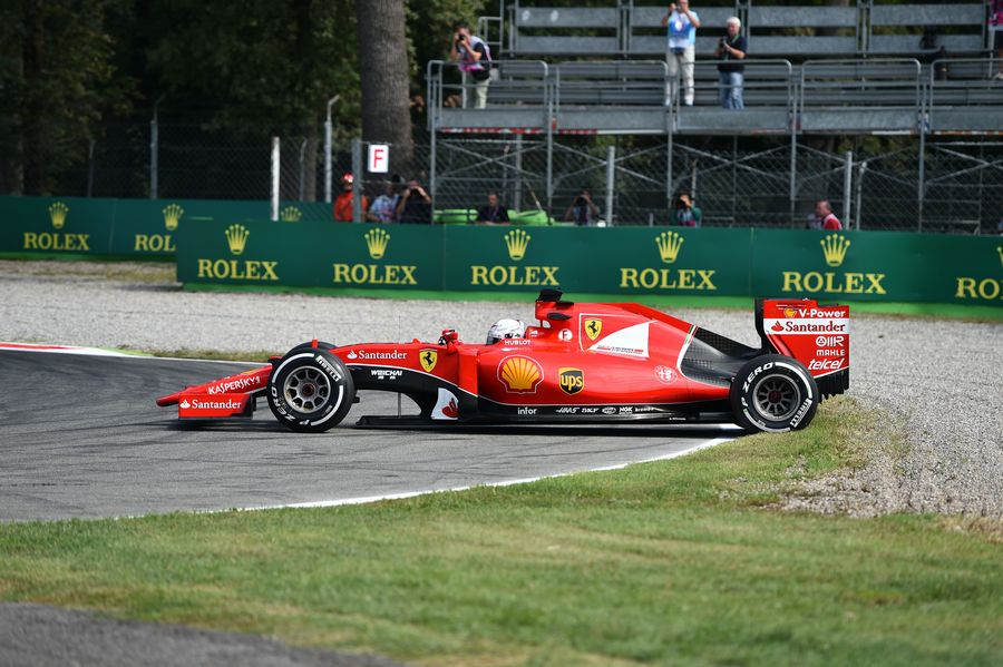 Sebastian Vettel spins at the first chicane