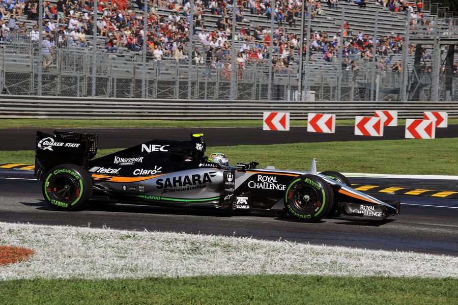 Sergio Perez on the intermediate tyre