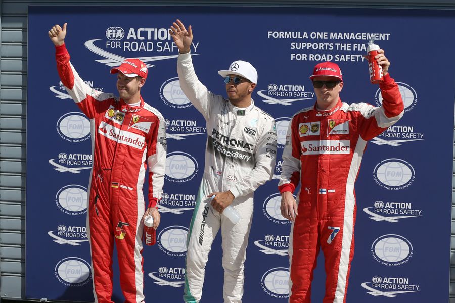 The top three drivers in qualifying in Monza