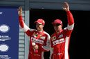 Sebastian Vettel and Kimi Raikkonen celebrate qualified 2-3 in Monza