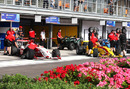 Flower and power: the pit lane in Marrakech during the qualifying session for the FIA Formula Two Championship