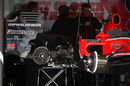 The gearbox and rear wing of the Virgin separated from the rest of the car
