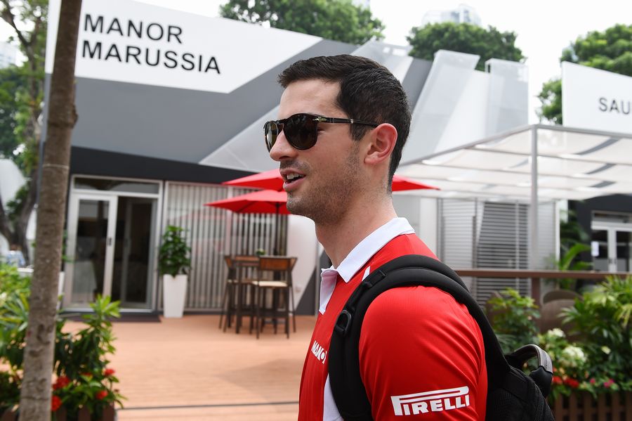 Alexander Rossi arrives at Singapore paddock