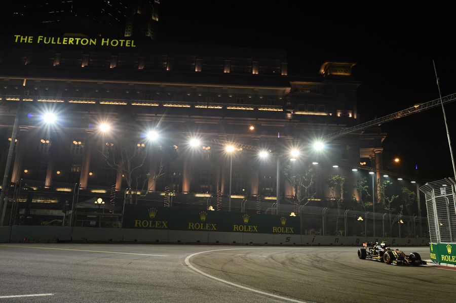 Pastor Maldonado on track in the Lotus