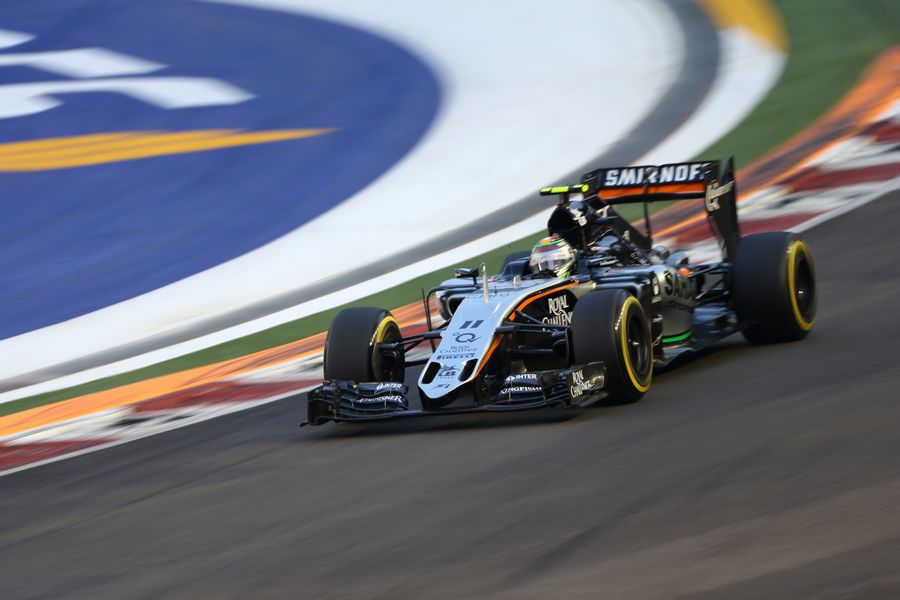 Sergio Perez on track in the Force India