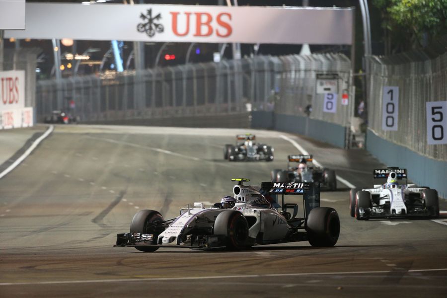 Valtteri Bottas leads his teammate Felipe Massa