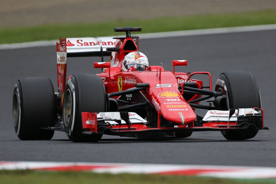 Sebastian Vettel at speed in his Ferrari