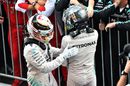 Lewis Hamilton and Nico Rosberg celebrate Mercedes's one-two