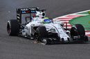 Felipe Massa runs with puncture on the first lap