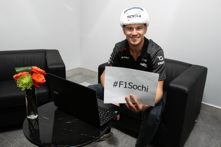 Nico Hulkenberg in support of the Social Media Hashtag #F1Sochi 