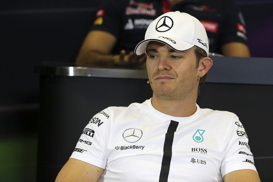 Nico Rosberg looks on during the press conference