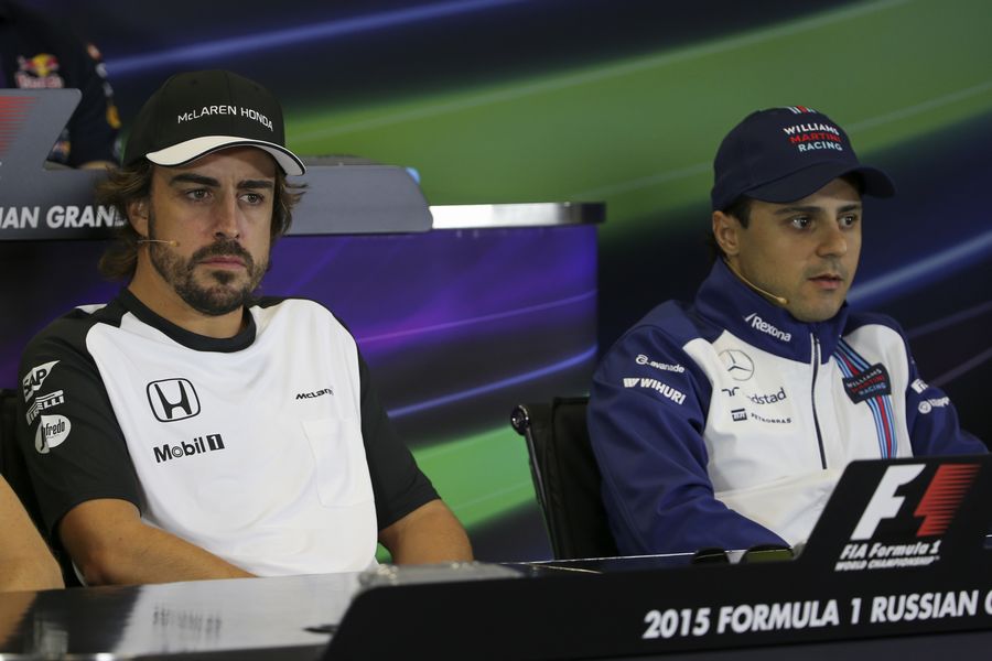 Fernando Alonso and Felipe Massa in the press conference